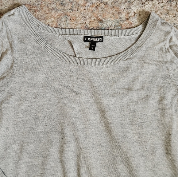 Express Light Gray Long Sleeve Top with white under layer. Open back. Size M - Picture 5 of 7